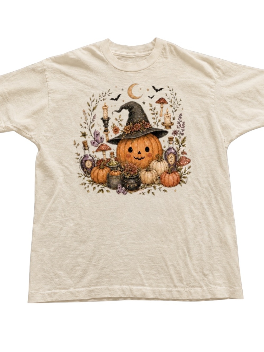 Off White Halloween Pumpkin Witch Graphic Tee